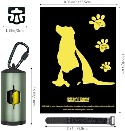 Metal Dog Poop Bag Holder w/Leash Clip|Durable Scratch-Resistant Aluminum|15 Bags+3 Accessories(Drak Green) - Image 4
