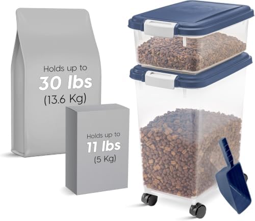 IRIS USA Dog Food Storage Container, Up to 30+11 lbs, Navy - Image 3