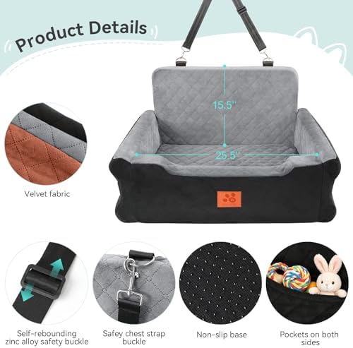 Dog Car Seat for Large/Medium Dogs Up to 55 lbs, Car Dog Bed 2 Small Dogs - Image 4