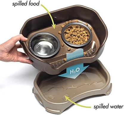 Neater Pet Brands Neater Feeder Deluxe Mess Proof Cat Bowls Elevated, Made in USA, No Spill Raised Bowls for Indoor Cats, Stainless Steel Food and Water Bowl Set, Pet Dish Feeding Station, Bronze - Image 3