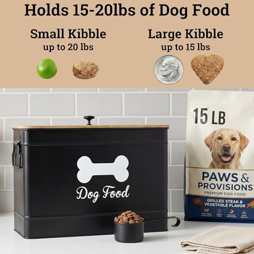Metal Dog Food Container 15-20 lbs w/ Airtight Bamboo Lid, 70 Cup Capacity - Image 3