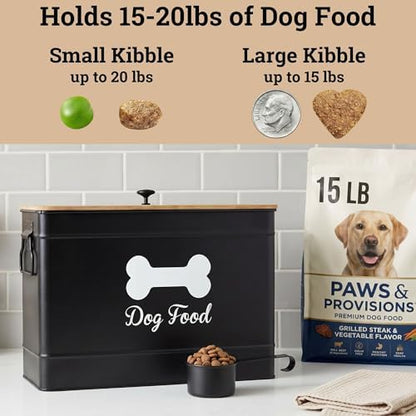 Metal Dog Food Container 15-20 lbs w/ Airtight Bamboo Lid, 70 Cup Capacity - Image 3