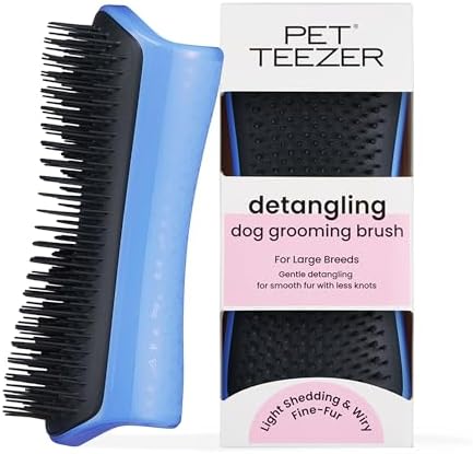 Pet Teezer Detangling Dog Brush for Long Hair Breeds, Large, Blue & Grey by PetTeezer