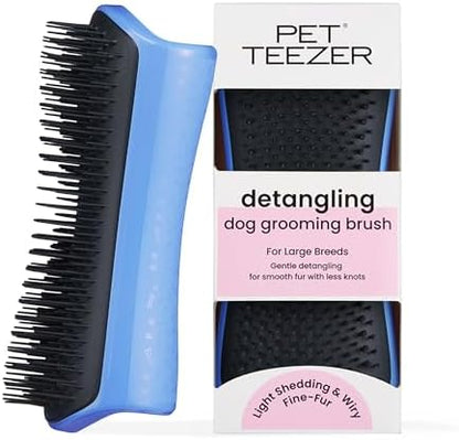 Pet Teezer Detangling Dog Brush for Long Hair Breeds, Large, Blue & Grey by PetTeezer
