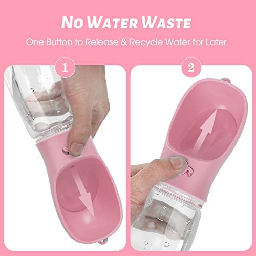 Kalimdor Dog Water Bottle, Leak Proof Portable Puppy Water Dispenser with Drinking Feeder for Pets Outdoor Walking, Hiking, Travel, Food Grade Plastic (19oz Pink) - Image 3