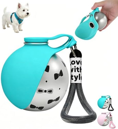Portable Dog Water Bottle, Flip-Top Silicone Bowl Design, Insulated Hot & Cold Retention Material, One-Hand Leakproof Use, Perfect for Walking & Hiking, 10oz (Blue, Printing) by Unknown