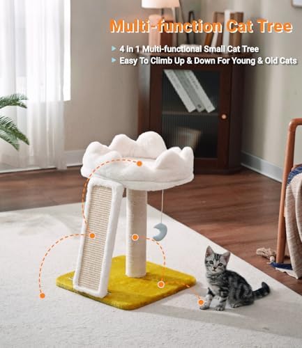Happi N Pets Cat Tree, Cloud Cat Tower with Soft Bed, Cat Scratching Post & Pad with Larger Perch for Window Viewing, Small Cat Tree with Cute Toys, Bonus Catnip - Image 2