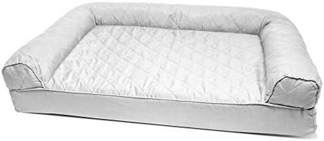 Furhaven Orthopedic Dog Bed for Medium/Small Dogs w/ Removable Bolsters & Washable Cover, For Dogs Up to 35 lbs - Quilted Sofa - Silver Gray, Medium by FurHaven