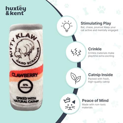 Huxley & Kent Plush Crinkle Catnip Cat Toy, Kitty Klaw Clawberry - Image 4