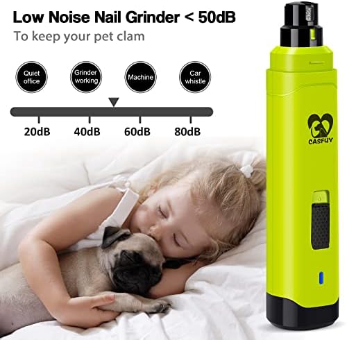 Casfuy Dog Nail Grinder Upgraded - Professional 2-Speed Whisper-Quiet Electric Pet Nail Trimmer Painless Paws Grooming & Smoothing for Small Medium Large Dogs & Cats (Green) - Image 3