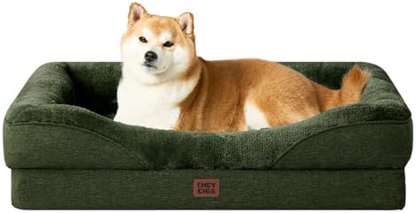 EHEYCIGA Orthopedic Dog Bed for Large Dog, Memory Foam Dog Couch,Dark Green by EHEYCIGA