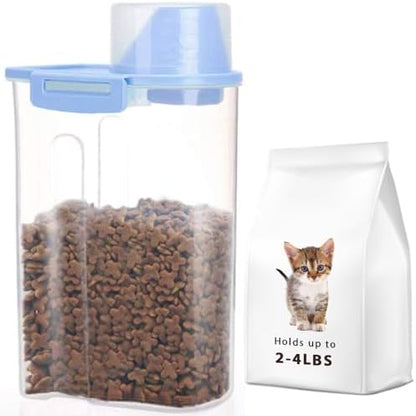 Pet Food Storage Container with Graduated Cup and Seal Buckles Food Dispenser for Dogs Cats (Blue) by PISSION