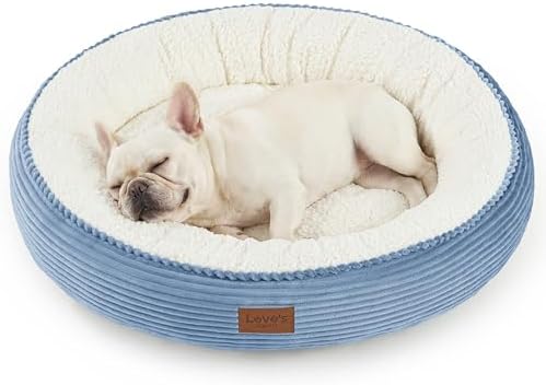 Love's cabin Round Donut Cat and Dog Cushion Bed, 30in Pet Bed for Medium or Large Dogs, Anti-Slip & Water-Resistant Bottom, Soft Durable Fabric Pet Beds, Washable Calming Cat Bed, Sky Blue by Lovescabin