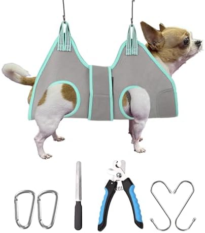 Kkiimatt Dog Grooming Hammock Harness, Small Dog Groming Sling, Gray Dog Hanging Harness for Nail Trimming,Dog Nail Clipping Hanger Restraint Holder by Kkiimatt