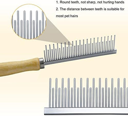Wooden Handle Grooming Comb for Dogs Cats Pet（Multitooth） - Image 3