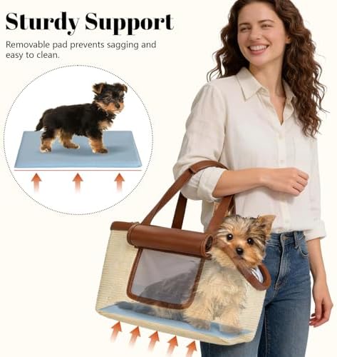 Luxury Dog Purse Carrier for Small Dogs Cats, TSA Airline Approved Puppy Kitten Carrier Soft-Sided Travel Tote Bag Up to 10lbs(14.17'' L x 7.09''W x 8.66''H) - Image 4