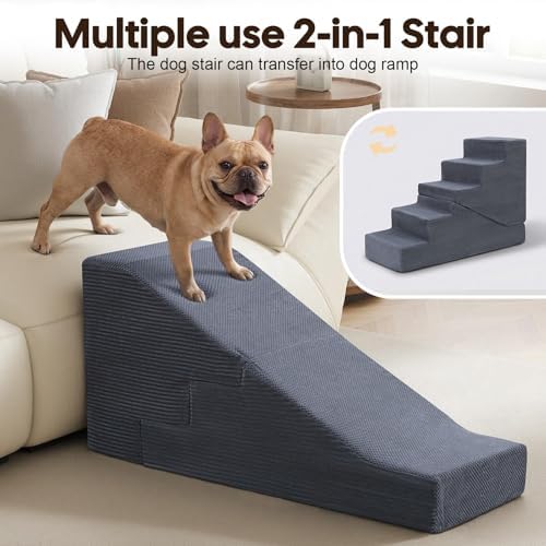Dog Ramp for Bed Couch, 25.6" H Dog Stairs for Small Dogs - Image 2