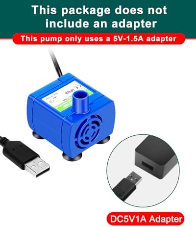 Cat Water Fountain Pump,Pet Fountain Pump Replacement Pump DR-DC160 Motor for 360°Stainless Steel Cat Fountain and Cupcake Ceramic Cat Drinking Fountain (Pump (No Light) + Brush) - Image 4