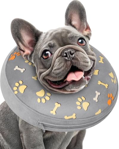 Inflatable Dog Pillow Cone Collar After Surgery, Donut Soft Neck Cone for Beagle French Bulldog Medium Plus Dogs, etc, Recovery E Collar to Stop Licking Paw by Didopet