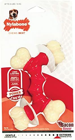 Nylabone Power Chew Double Bone Dog Chew Toy, Bacon Flavor, Medium by Nylabone