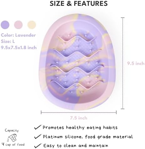 CHEWFFON Dog & Cat Lick Mat Bowls with Suction Cups, Lavender - Image 3