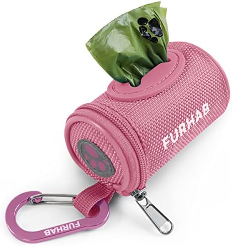 FURHAB Dog Poop Bag Holder for Leash with Carabiner Clip Soft Fabric by FURHAB