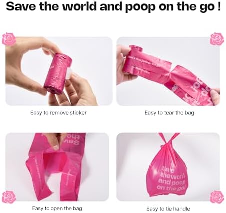 Deo Doo Dog Poop Bags with Handles, 360 Bags, Rose Scented (Only Rolls) - Image 3