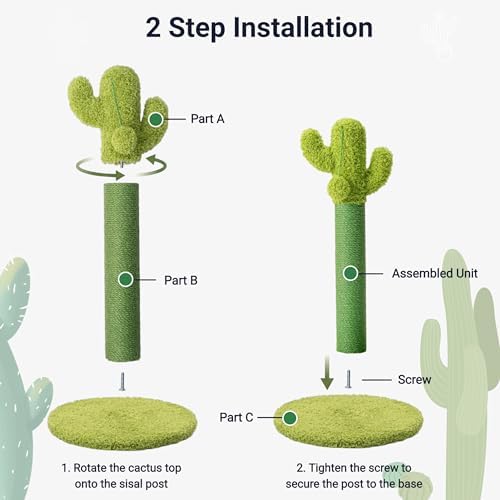 Happi N Pets Cactus Cat Tree, Cactus Cat Scratching Post with Toys - Image 6