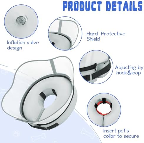 Elevated Inflatable Dog Cone Collar Alternative After Surgery, Dog Donut Collar, Soft Pet Cone to Stop Licking for Small Medium Large Dogs - Image 7
