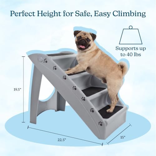 PETMAKER Lightweight Durable Plastic Dog Stairs, Gray, 23.25” x 15” x 19” - Image 2