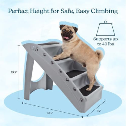 PETMAKER Lightweight Durable Plastic Dog Stairs, Gray, 23.25” x 15” x 19” - Image 2