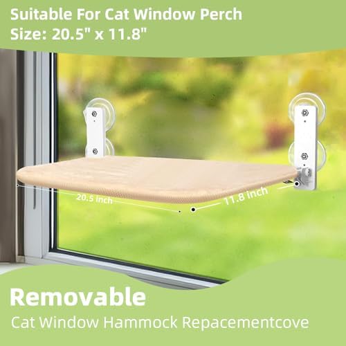 2PCS Replacement Cover for Cat Window Perch, M Size Cordless Cat Window Hammock Bed Accessories, Reversible Breathable/Warm Seat Cover for Inside (White, 20.4" L x 11.8" W) - Image 2