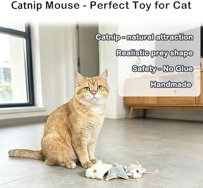 Catnip Mouse Toys for Cats, 3Pcs Interactive Plush Mice Cat Toys for Indoor - Image 4
