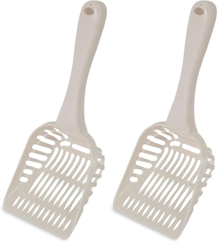 Petmate Litter Scoop for Cats, Jumbo Size, Bleached Linen, (Pack of 2) by Petmate