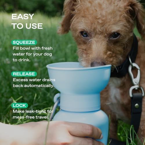 Springer Flip Dog Water Bottle | Portable Drinking Feeder with Foldable Food-Grade Silicone Bowl | One-Hand Squeeze & Leak-Proof | BPA-Free 20oz | Walking, Hiking & Camping | Puppy Essentials - Image 5