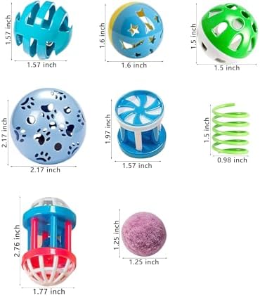 20 Pack Cat Interactive Toys Jingle Balls Plush Balls Spring Toys - Image 2