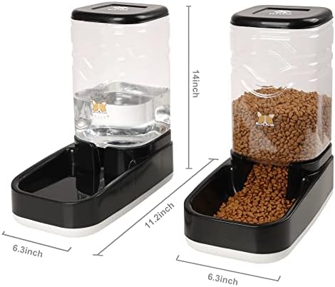 Elevon Automatic Cat Feeder, Gravity Food and Water Dispenser Bowl Set for Small Medium Dogs Animals, Pet Feeder Dispenser Storage Food, 3.8L Large Capacity, Black - Image 2