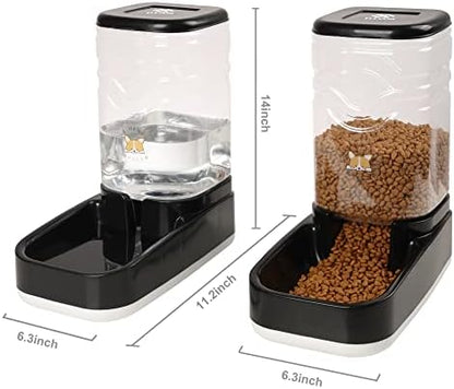 Elevon Automatic Cat Feeder, Gravity Food and Water Dispenser Bowl Set for Small Medium Dogs Animals, Pet Feeder Dispenser Storage Food, 3.8L Large Capacity, Black - Image 2