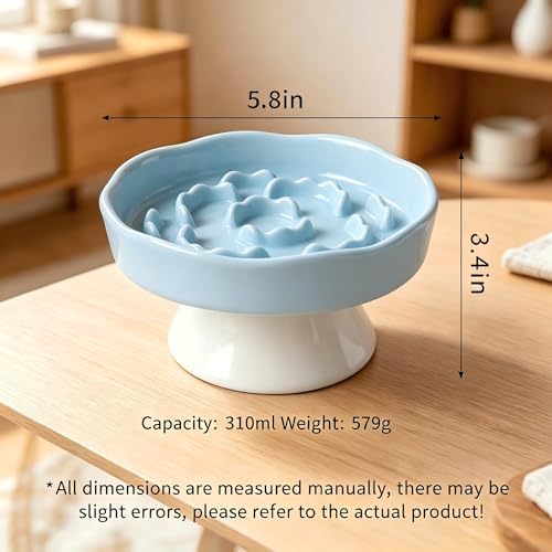 Ceramic Slow Food Bowl, Blue, High Design, Choke-Free Pet Bowl, for Cats and Small Dogs - Image 5