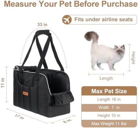 Dog Purse Carrier for Small Dogs Cats Rabbits Up to 12lbs, Lightweight Pet Sling Carriers with Crossbody Strap, Portable Puppy Soft Sided Tote Bag Carrier for Vet,Hiking,Travel Black - Image 2