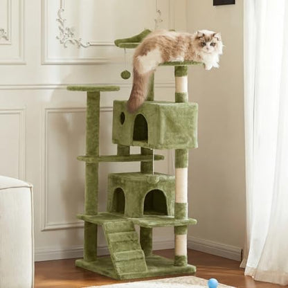 54 Inch Cat Tree Tower with Natural Sisal Scratching Post by Aidoly