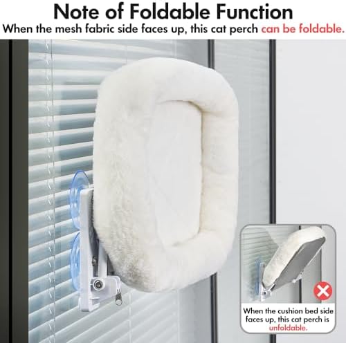 AMOSIJOY Cordless Cat Window Perch, Window Hammock for Cats with 4 Strong Suction Cups, Solid Metal Frame and Soft Cover, Indoor Cat Bed (Pack of 2) - Image 7
