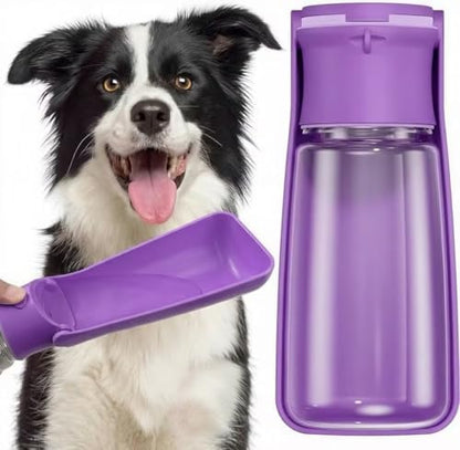 Portable Dog Water Bottle for Walking – 19oz / 12oz Foldable Pet Water Dispenser for Puppies, Medium & Large Dogs – Leak Proof Travel Water Bowl for Small Animals Dog Accessories(19OZ Purple) by FORWH