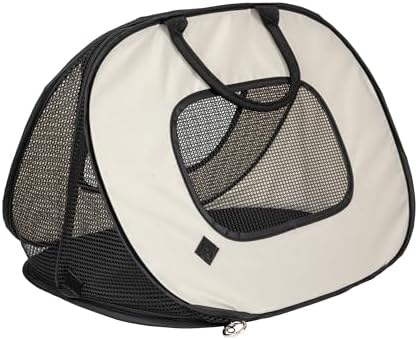 SportPet Designs Pop Open Cat Carrier, Soft-Sided Collapsible Travel Carrier for Cats up to 15 lbs, Lightweight Portable Design with Mesh Ventilation & Secure Zippers, Tan by SportPetDesigns