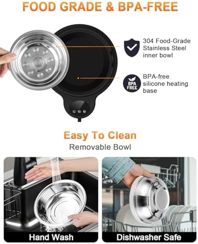 Heated Water Bowl for Dog & Cat, 3 Temperature Settings & 12H Timer, Outdoor Heated Pet Bowl with BPA-Free and 50oz Removable Stainless Steel Bowl, Anti-Chew Cord, for Chickens, Ducks, Birds - Image 4