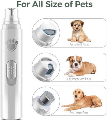 VIWIK Dog Nail Grinder, 2-Speed Rechargeable Dog Nail Trimmers for Large Medium & Small Dogs, Upgrade Professional Electric Pet Paws Nail Grinder, Quiet Puppy Grooming Tool Cat Dog Nail Dremel White - Image 2