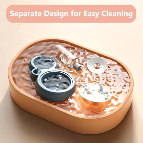 Double Dog Bowls, Cat Food & Water Bowl Set with Water Dispenser - Image 5