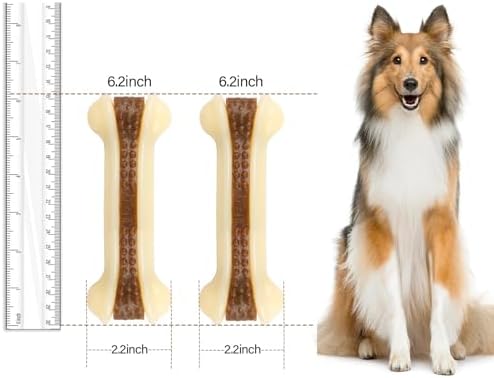 Dog Chew Toys for Aggressive Chewers, 2 Pack Beef Flavor Tough Dog Bones for Large/Medium Breed Dogs, Nylon Dog Toys for Teething and Training - Image 6