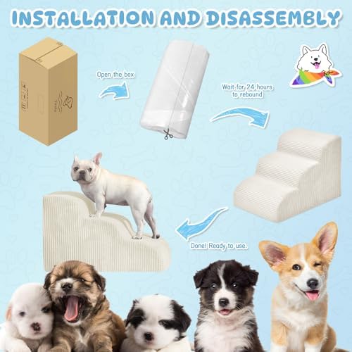 Mesa Lemon 3 Step Dog Stairs Pet Ramp for High Beds, Sofas and Cars - Image 6