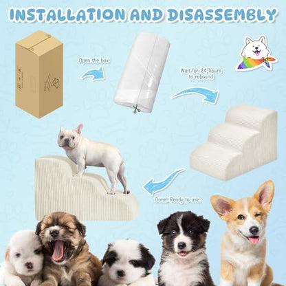 Mesa Lemon 4 Step Dog Stairs Pet Ramp for High Beds, Sofas and Cars - Image 6